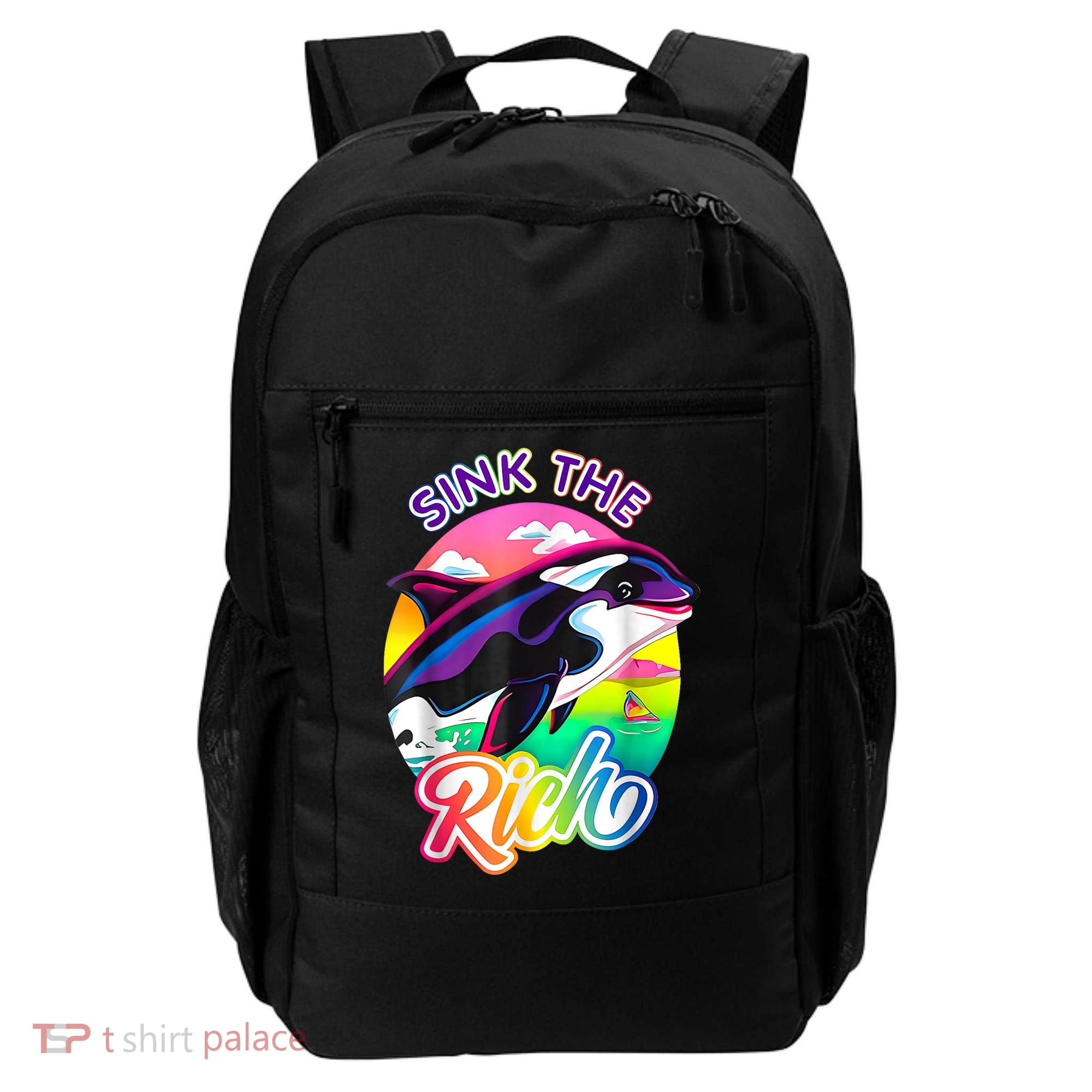 Sink The Rich Gladys The Yacht Sinking Orca Backpack