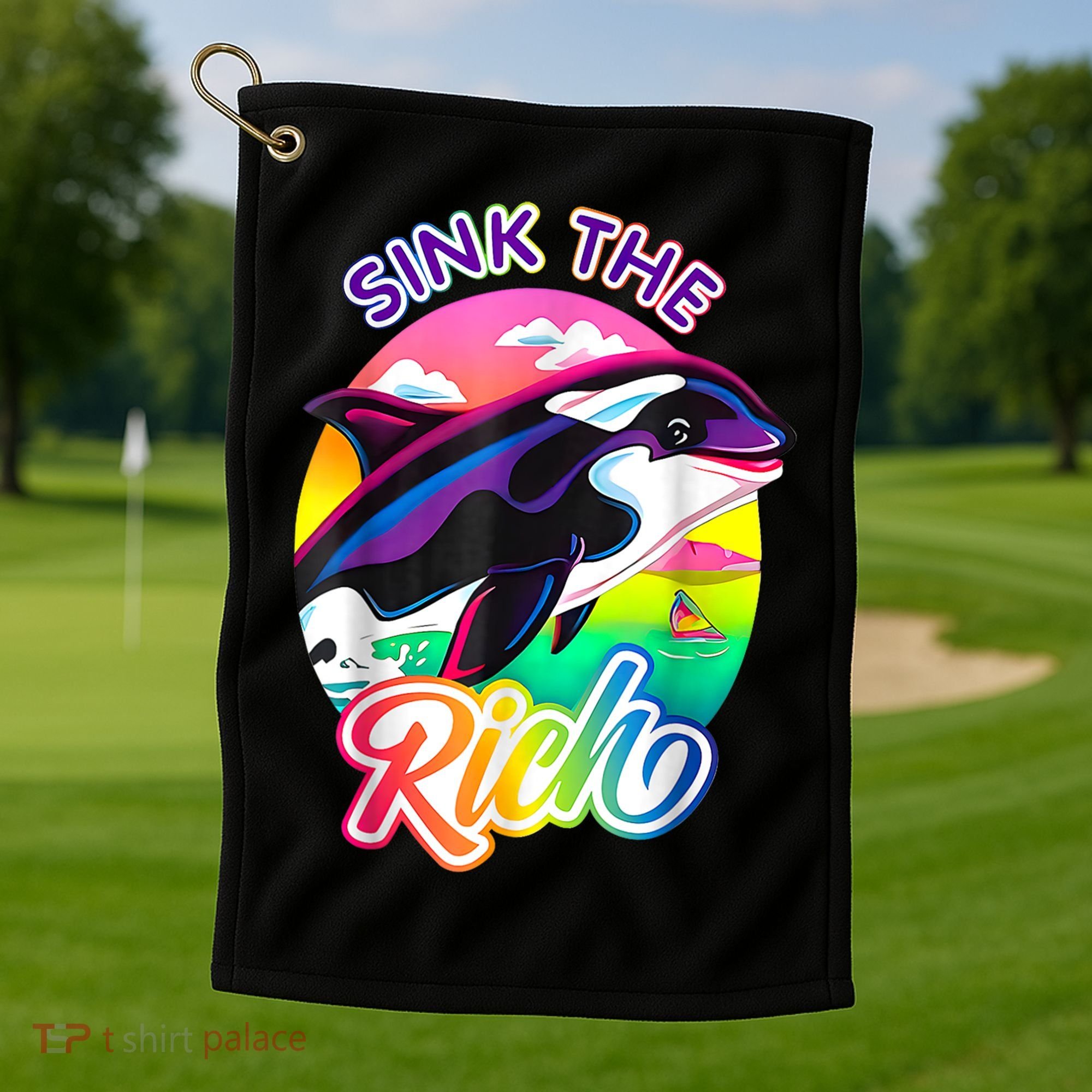 Sink The Rich Gladys The Yacht Sinking Orca Golf Towel