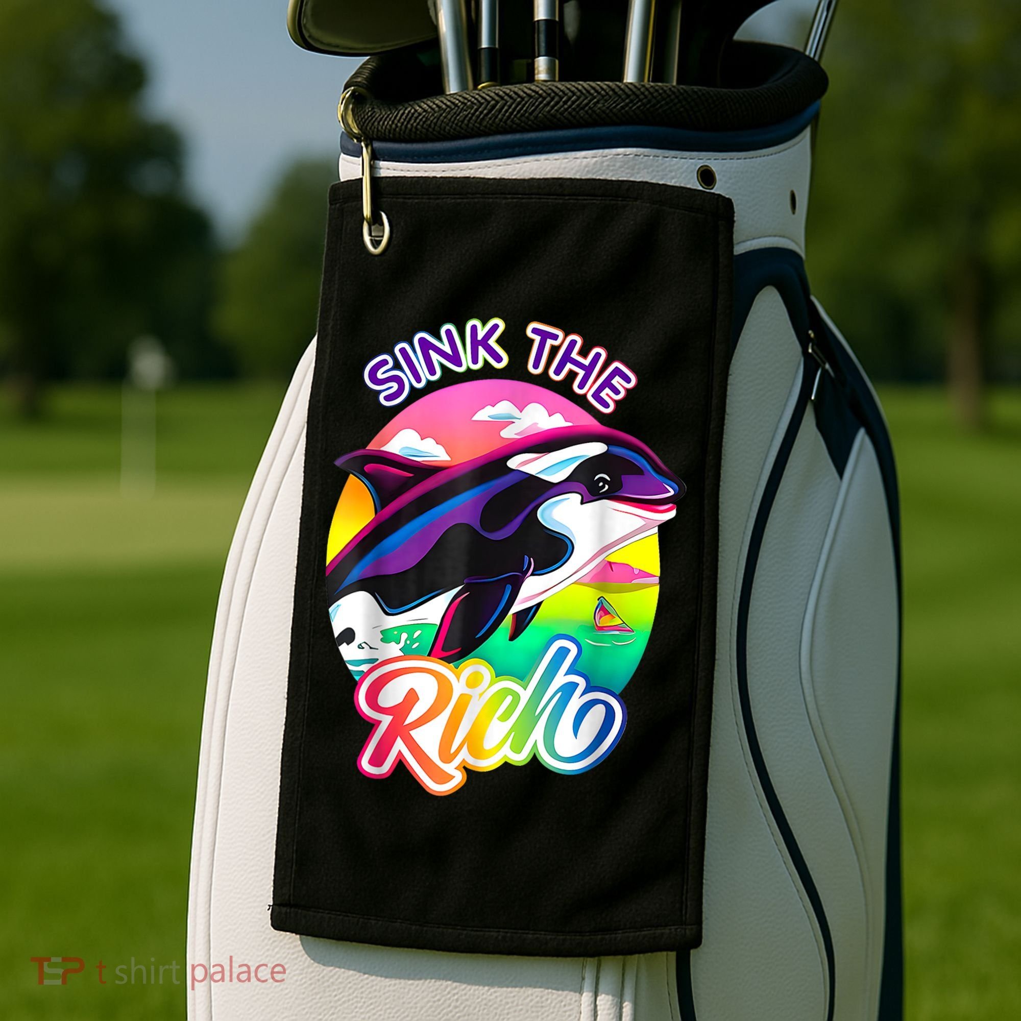 Sink The Rich Gladys The Yacht Sinking Orca Golf Towel