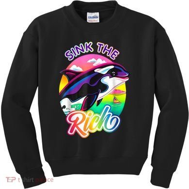 Sink The Rich Gladys The Yacht Sinking Orca Kids Sweatshirt