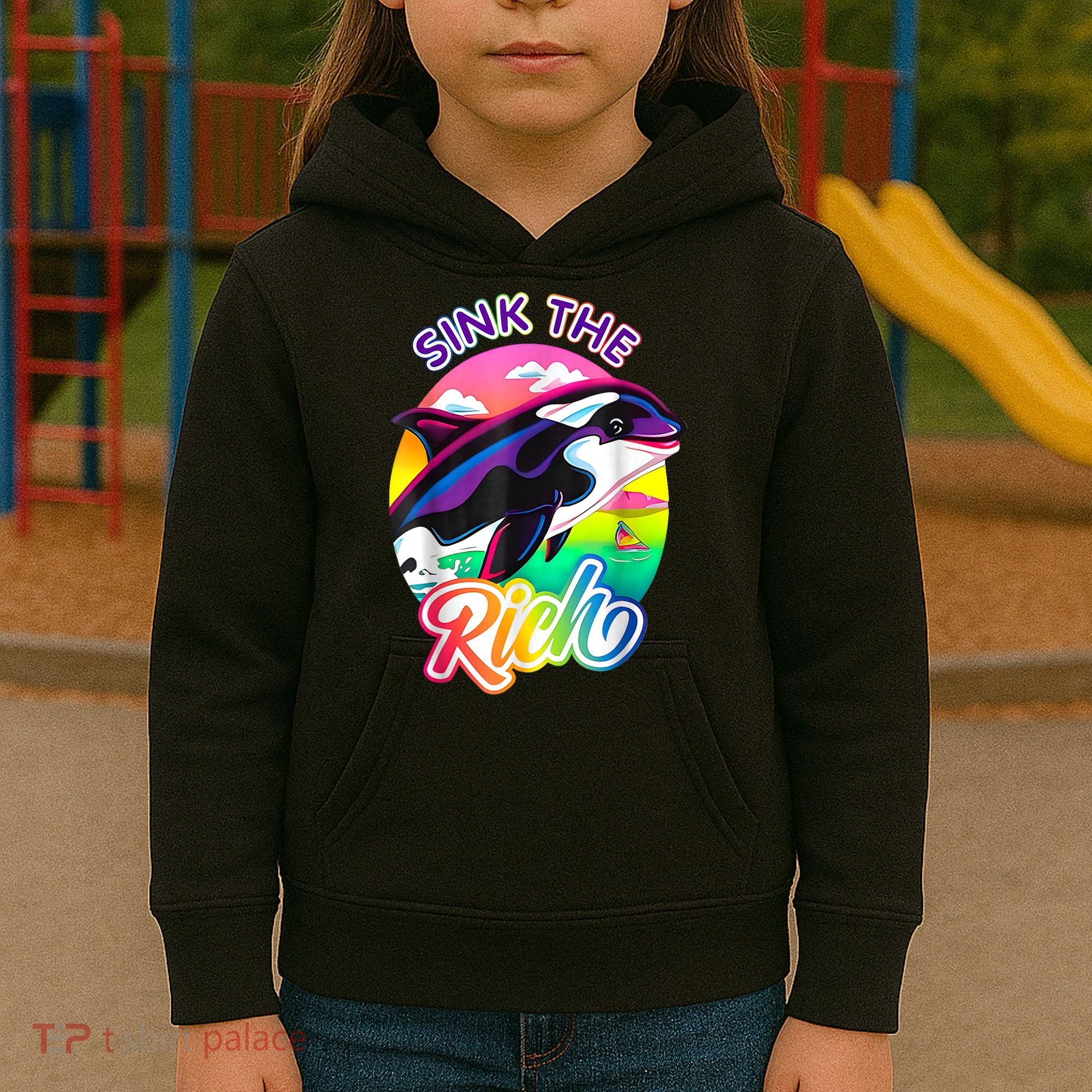 Sink The Rich Gladys The Yacht Sinking Orca Kids Hoodie