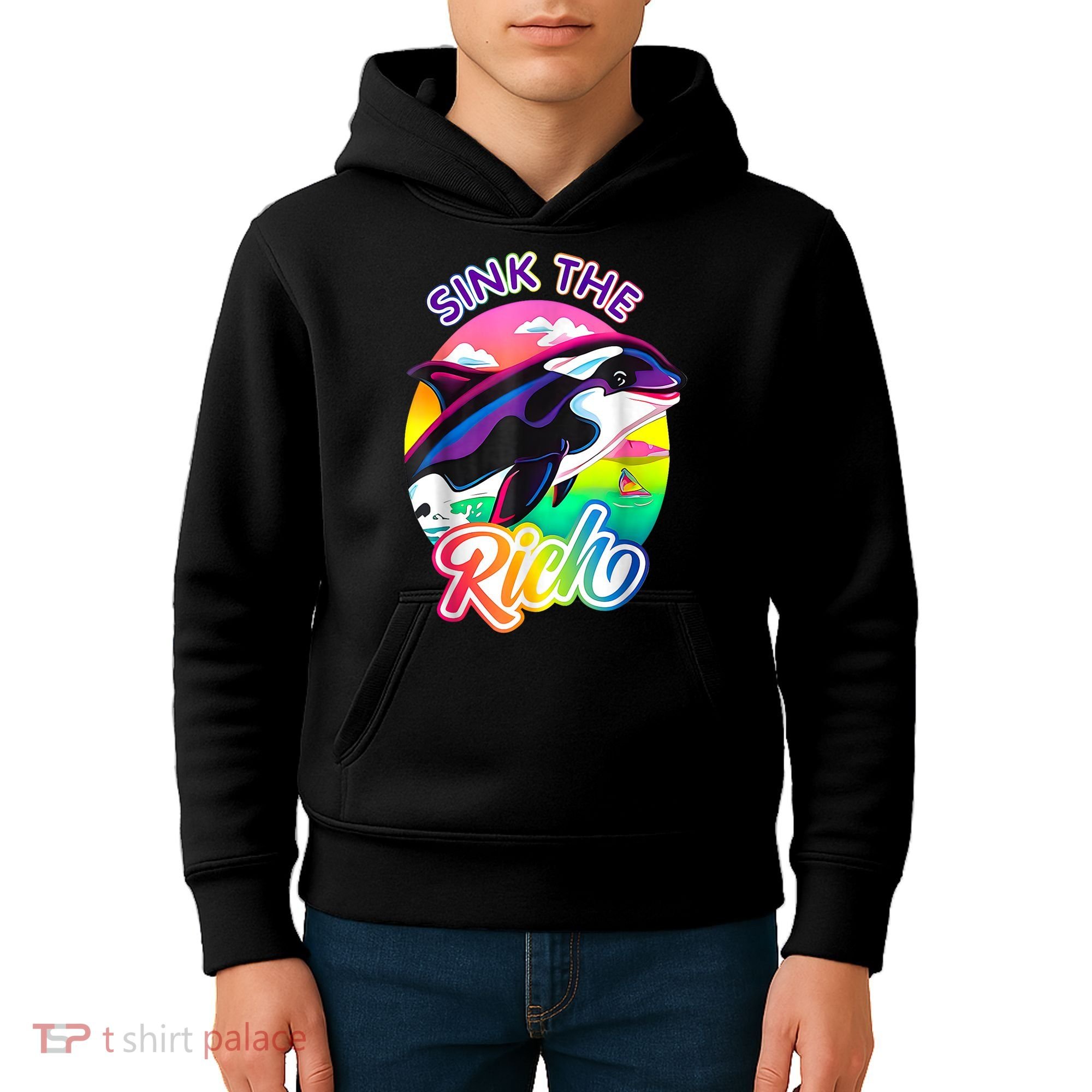 Sink The Rich Gladys The Yacht Sinking Orca Kids Hoodie