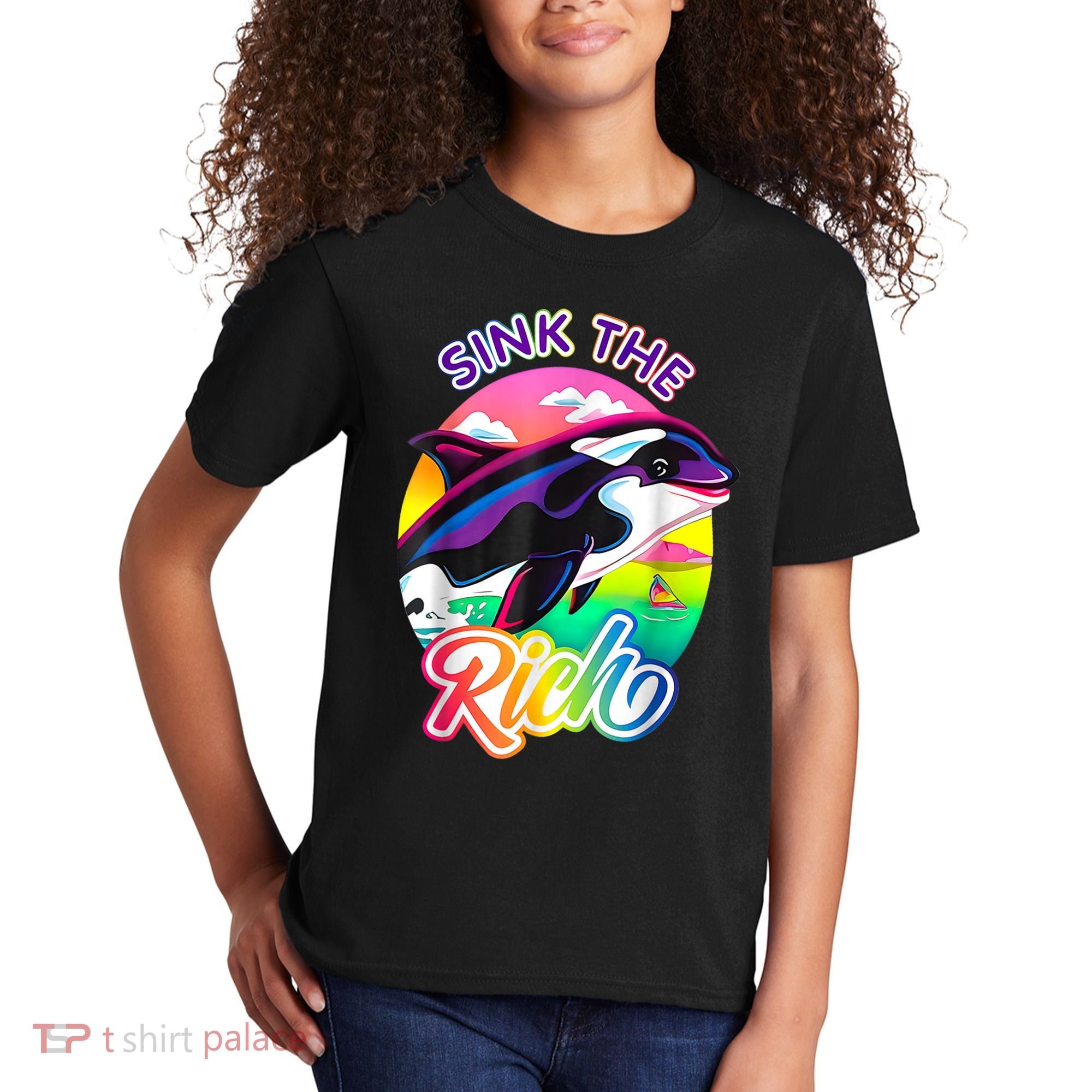 Sink The Rich Gladys The Yacht Sinking Orca Kids T-Shirt