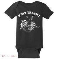 Stay Trashy Raccoon Baby Bodysuit thumb 0