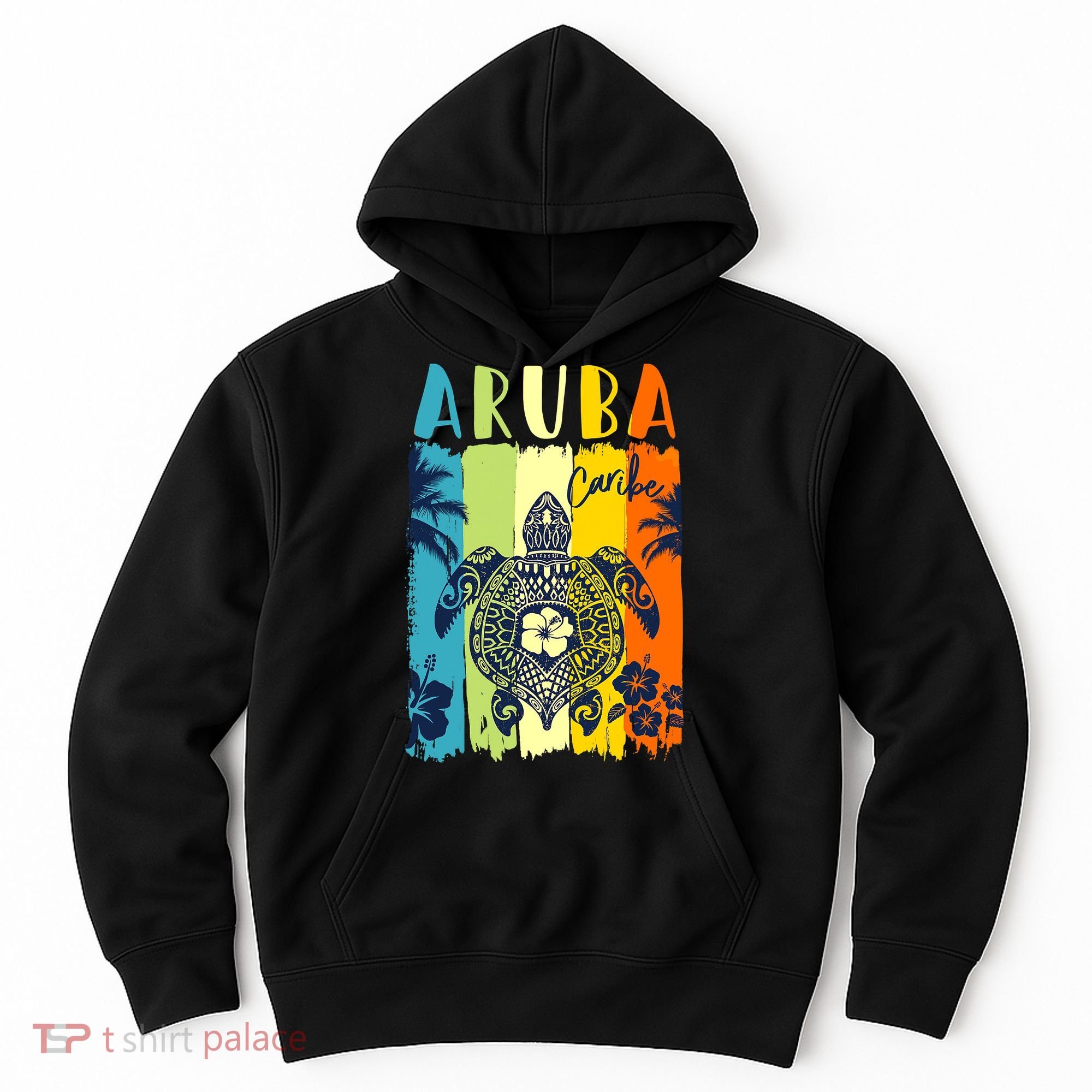 Sea Turtle Retro Aruba Caribe Family Vacation Hoodie