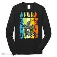 Sea Turtle Retro Aruba Caribe Family Vacation Long Sleeve Shirt thumb 0