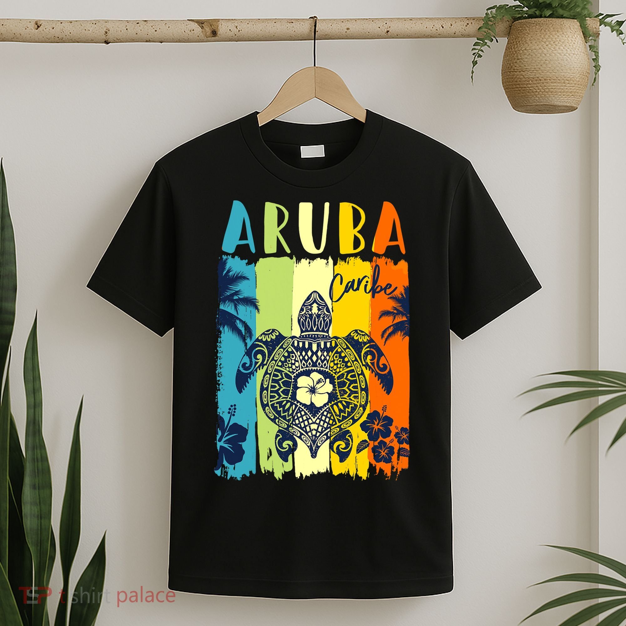 Sea Turtle Retro Aruba Caribe Family Vacation T-Shirt