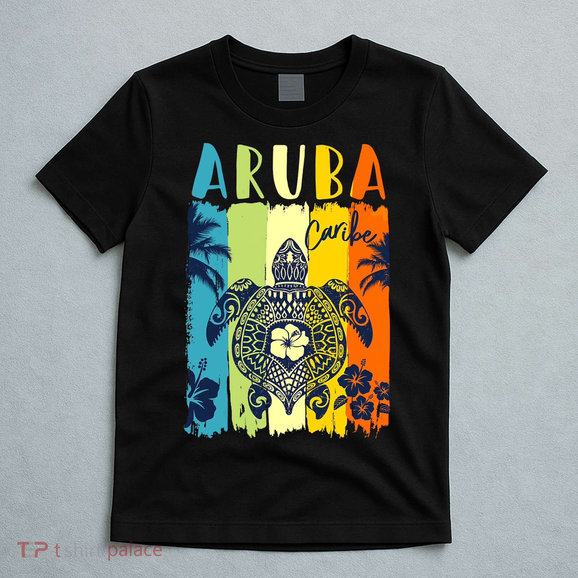 Sea Turtle Retro Aruba Caribe Family Vacation T-Shirt