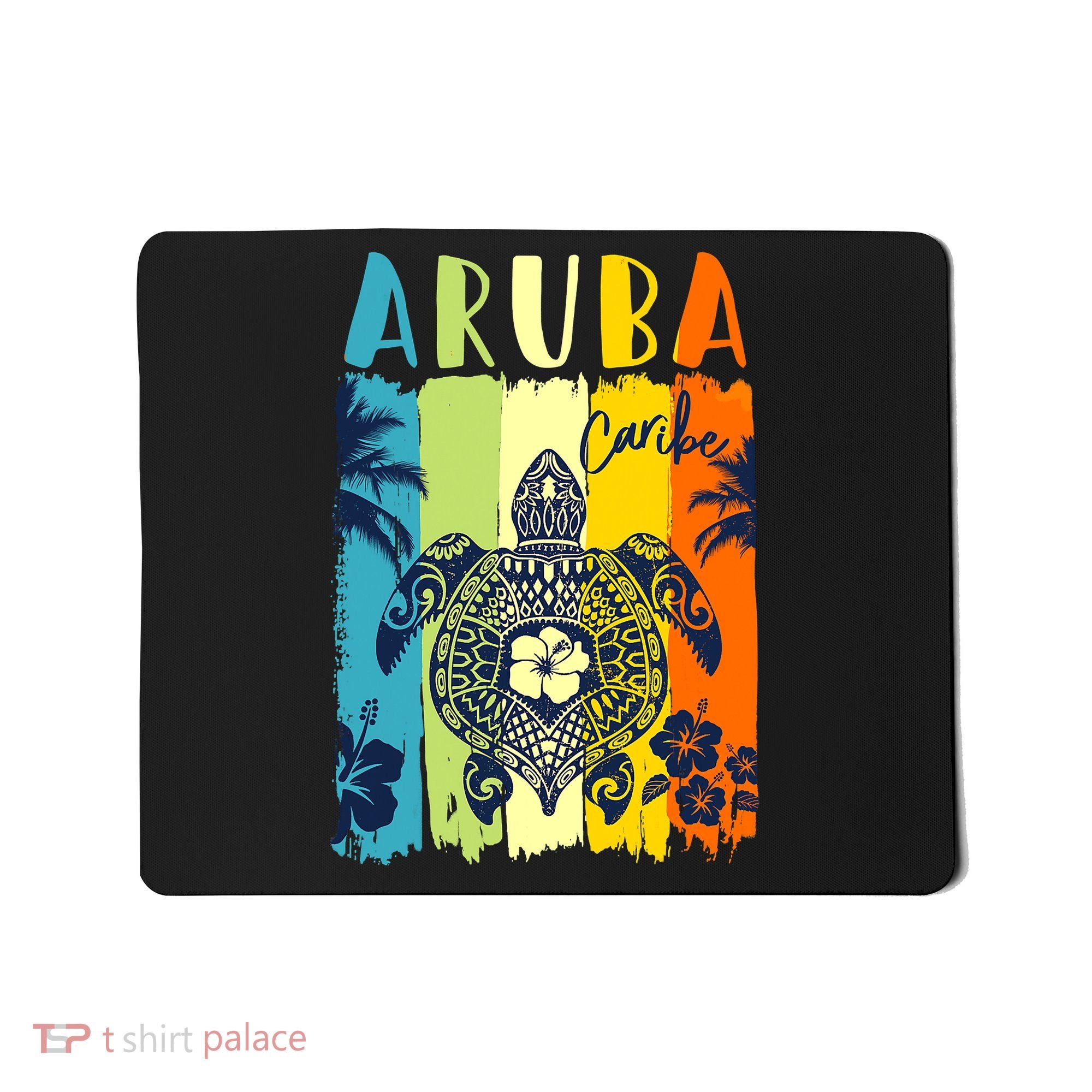 Sea Turtle Retro Aruba Caribe Family Vacation Mousepad