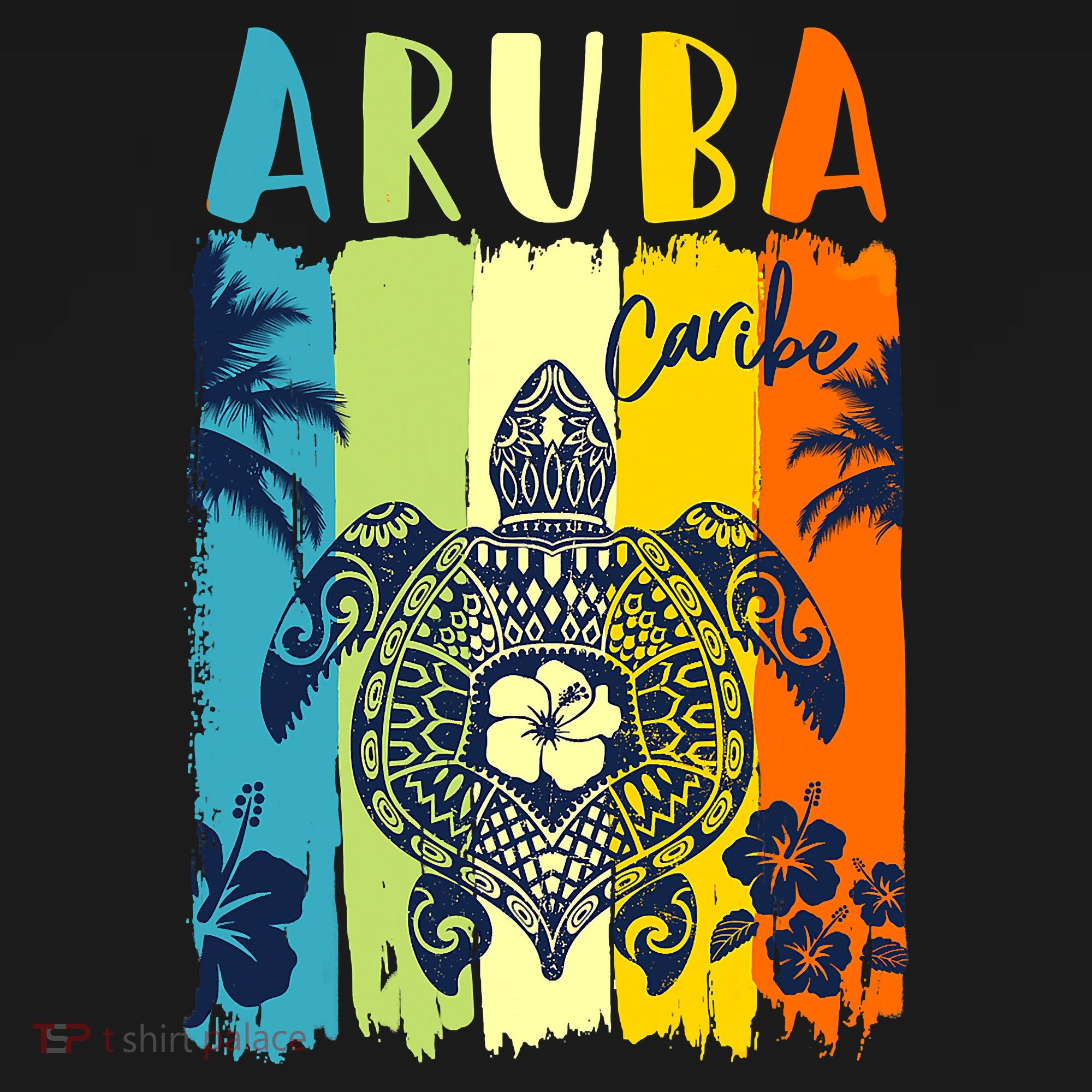Sea Turtle Retro Aruba Caribe Family Vacation Mousepad