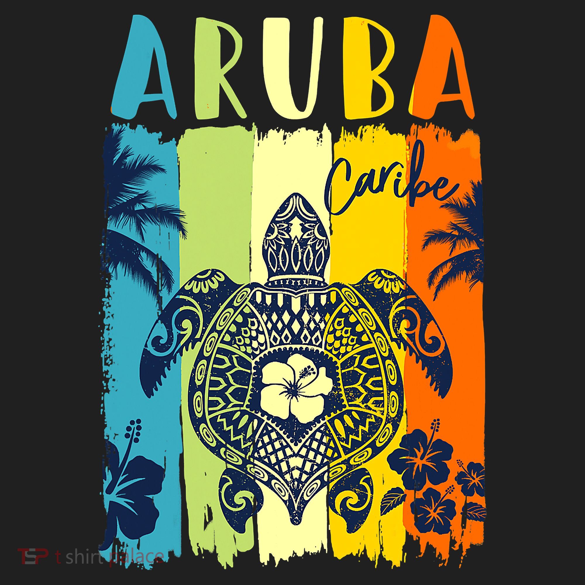 Sea Turtle Retro Aruba Caribe Family Vacation Hat
