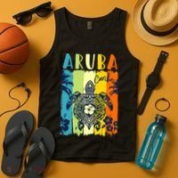 Sea Turtle Retro Aruba Caribe Family Vacation Tank Top thumb 4