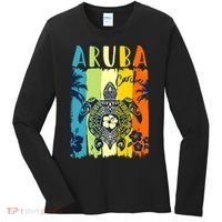 Sea Turtle Retro Aruba Caribe Family Vacation Women's Long Sleeve Shirt thumb 0