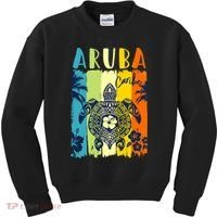 Sea Turtle Retro Aruba Caribe Family Vacation Kids Sweatshirt thumb 0