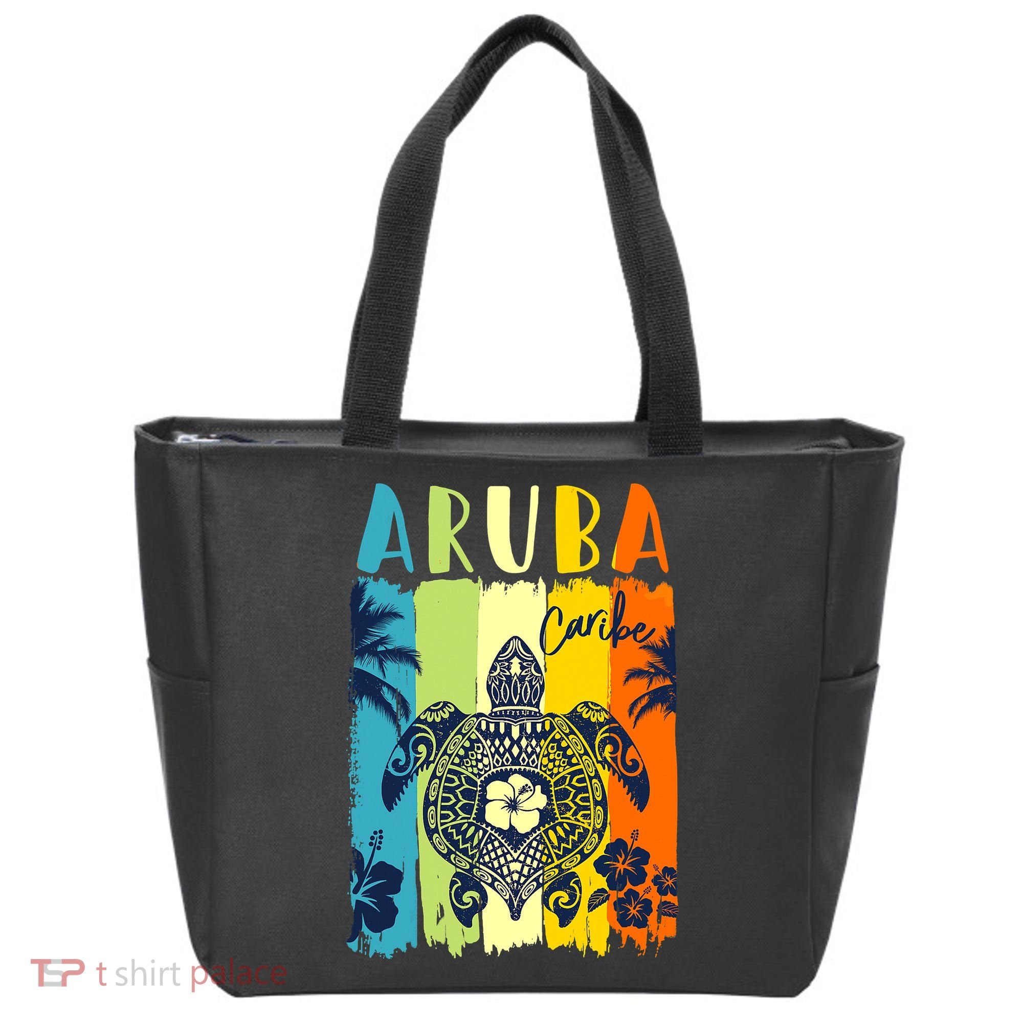 Sea Turtle Retro Aruba Caribe Family Vacation Tote Bag