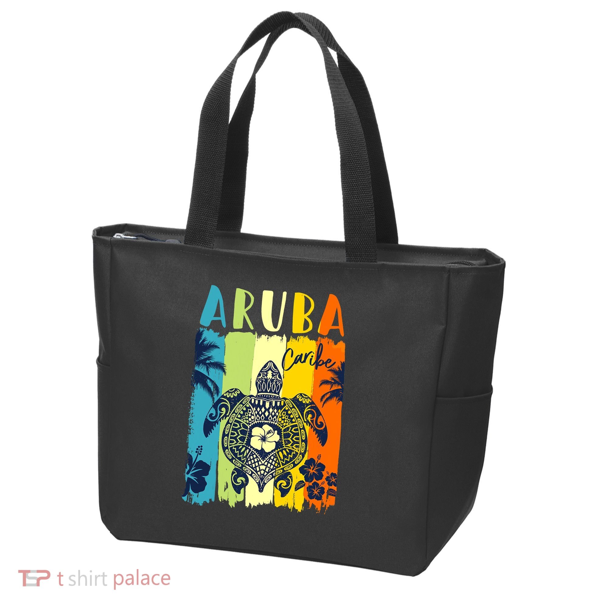 Sea Turtle Retro Aruba Caribe Family Vacation Tote Bag