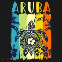 Sea Turtle Retro Aruba Caribe Family Vacation Tote Bag thumb 4