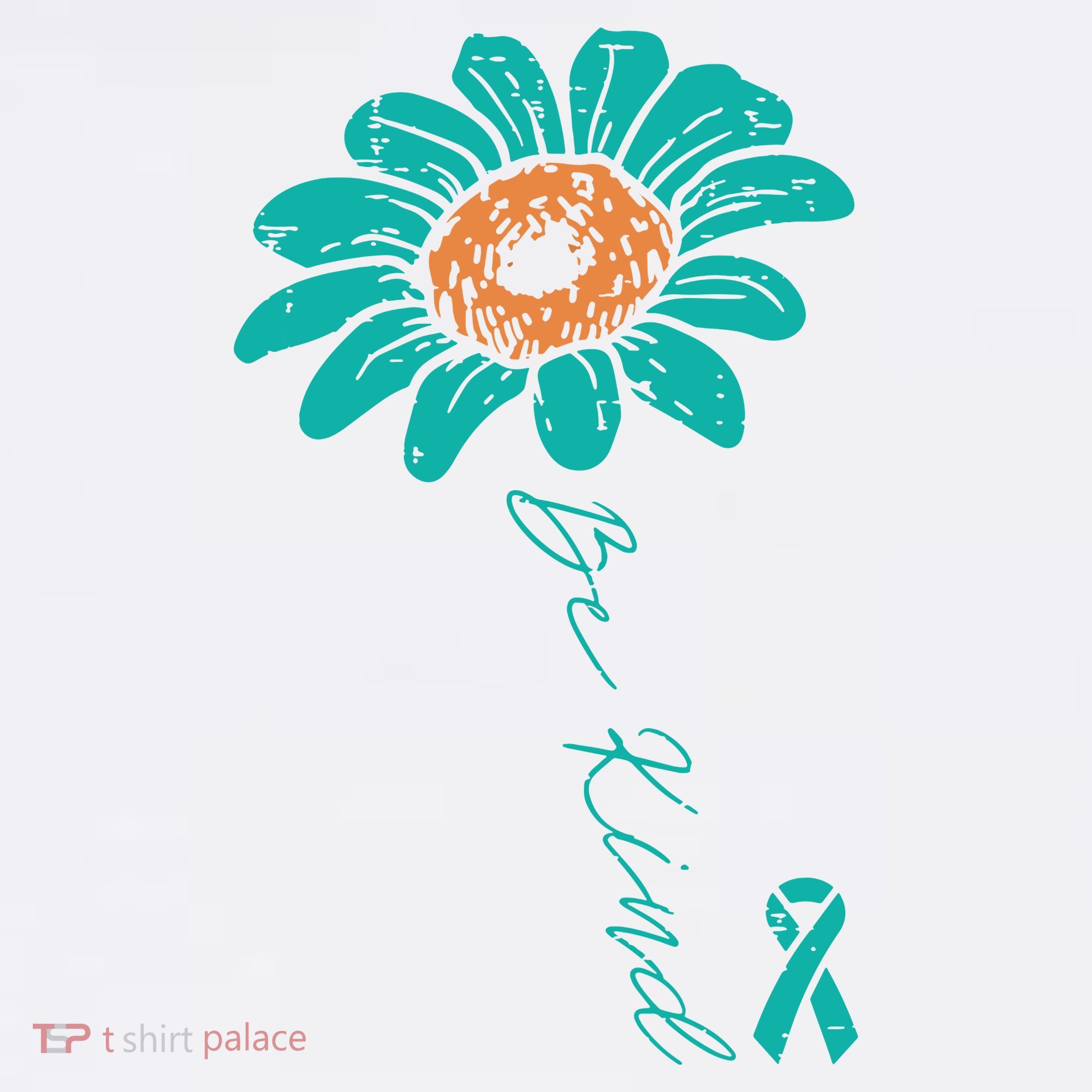 Sunflower Teal Ribbon Be Kind Ovarian Cancer Awareness Women T-Shirt