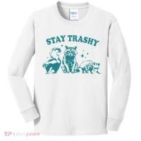 Stay Trashy Raccoon Opossum Skunk Gift Kids Long Sleeve Shirt thumb 0