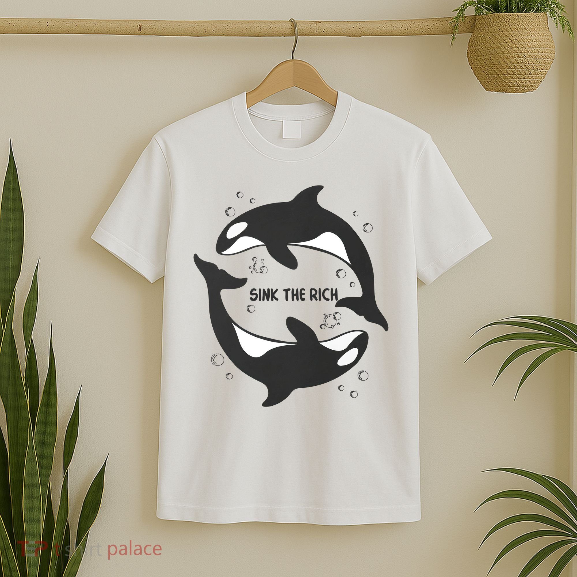 Sink The Rich Gladys The Yacht Sinking Killer Whale Funny Whale T-Shirt