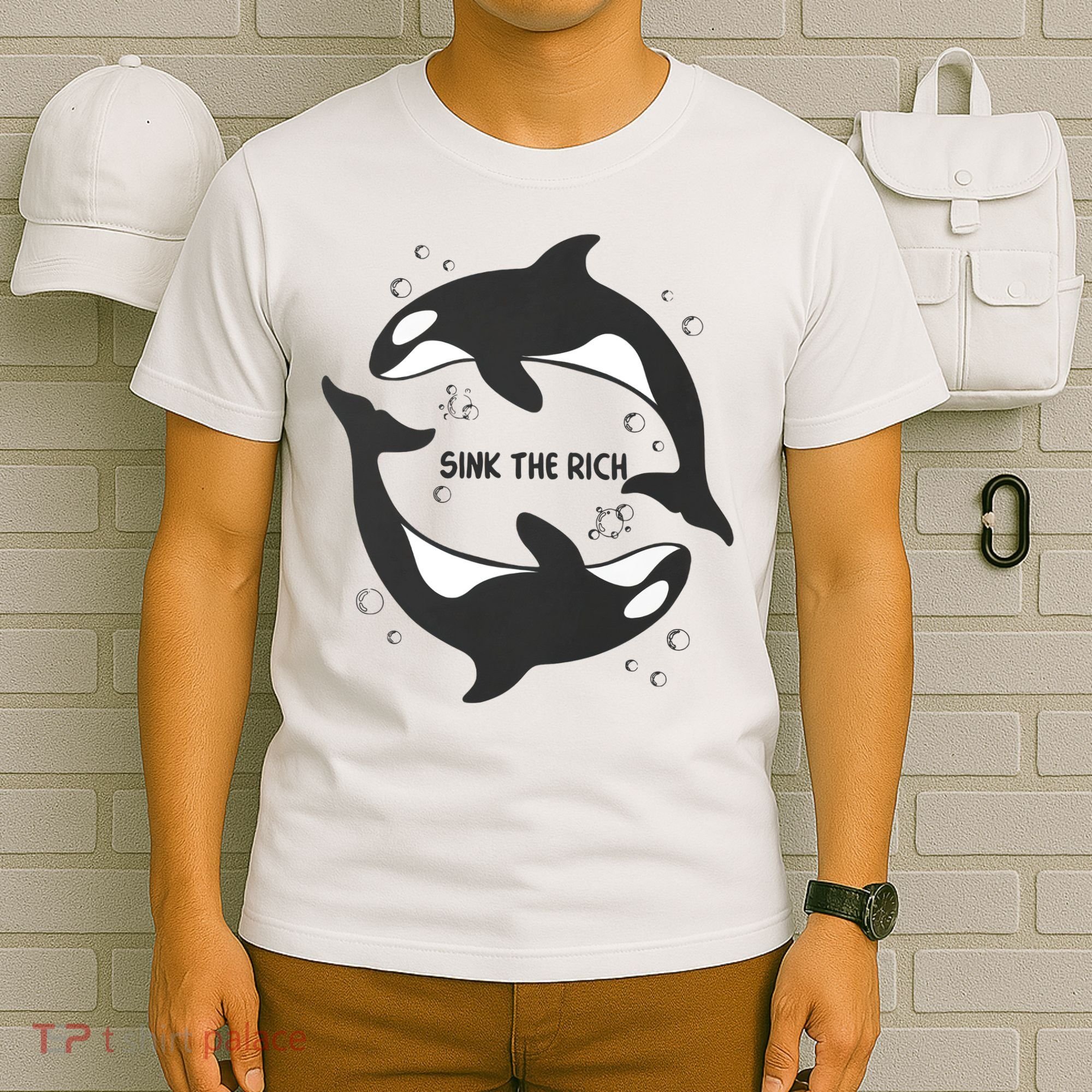 Sink The Rich Gladys The Yacht Sinking Killer Whale Funny Whale T-Shirt