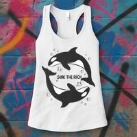Sink The Rich Gladys The Yacht Sinking Killer Whale Funny Whale Women's Tank Top thumb 3