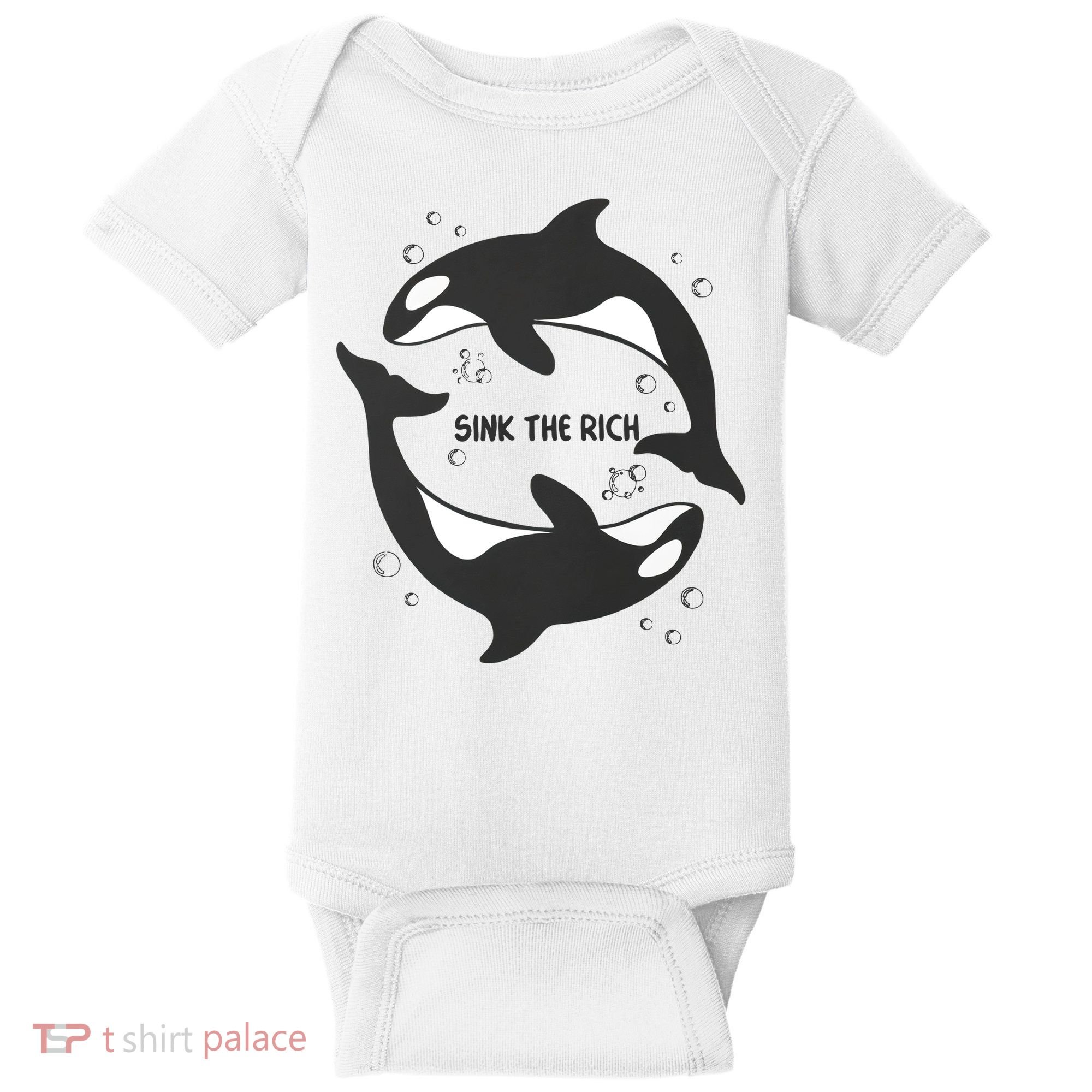 Sink The Rich Gladys The Yacht Sinking Killer Whale Funny Whale Baby Bodysuit