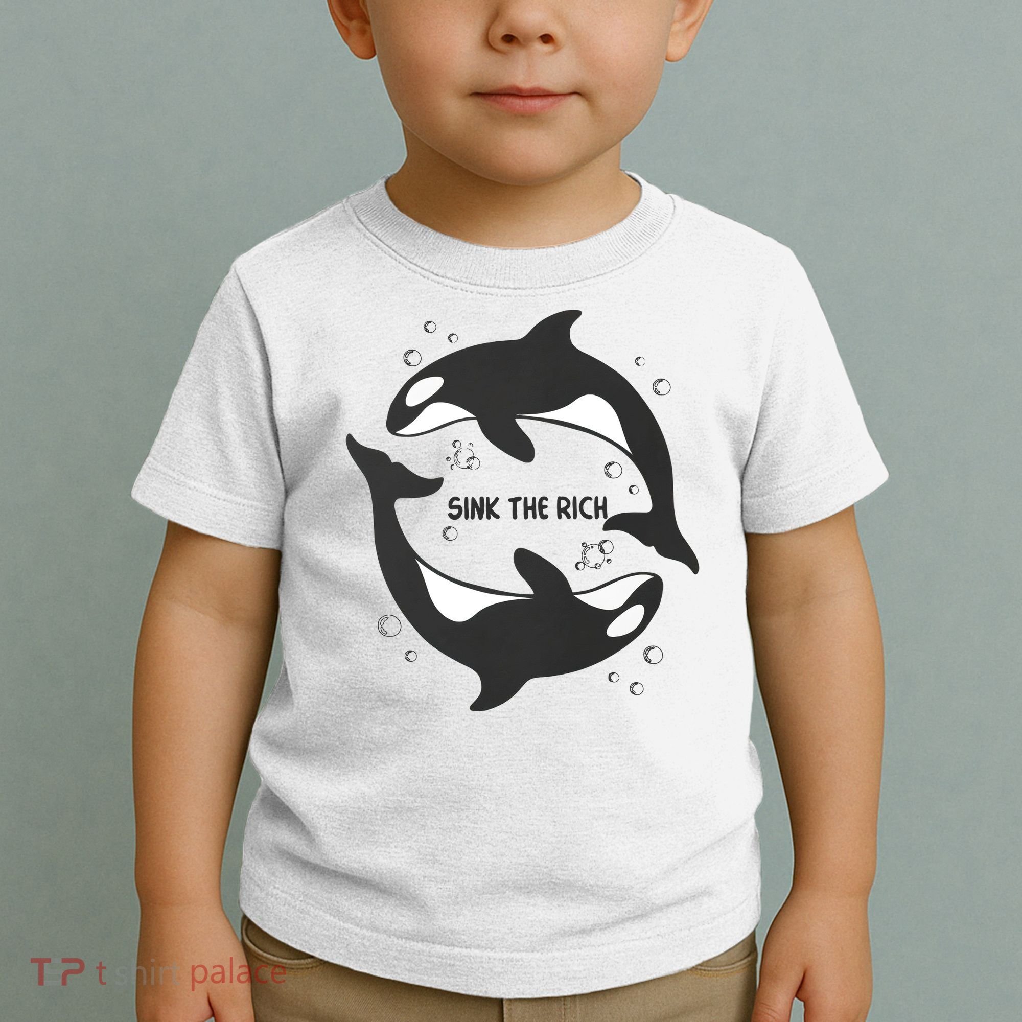 Sink The Rich Gladys The Yacht Sinking Killer Whale Funny Whale Toddler T-Shirt