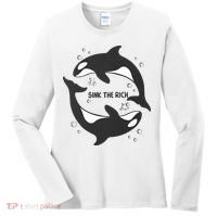 Sink The Rich Gladys The Yacht Sinking Killer Whale Funny Whale Women's Long Sleeve Shirt thumb 0