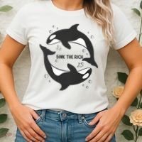 Sink The Rich Gladys The Yacht Sinking Killer Whale Funny Whale Women's T-Shirt thumb 2