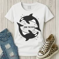 Sink The Rich Gladys The Yacht Sinking Killer Whale Funny Whale Women's T-Shirt thumb 3