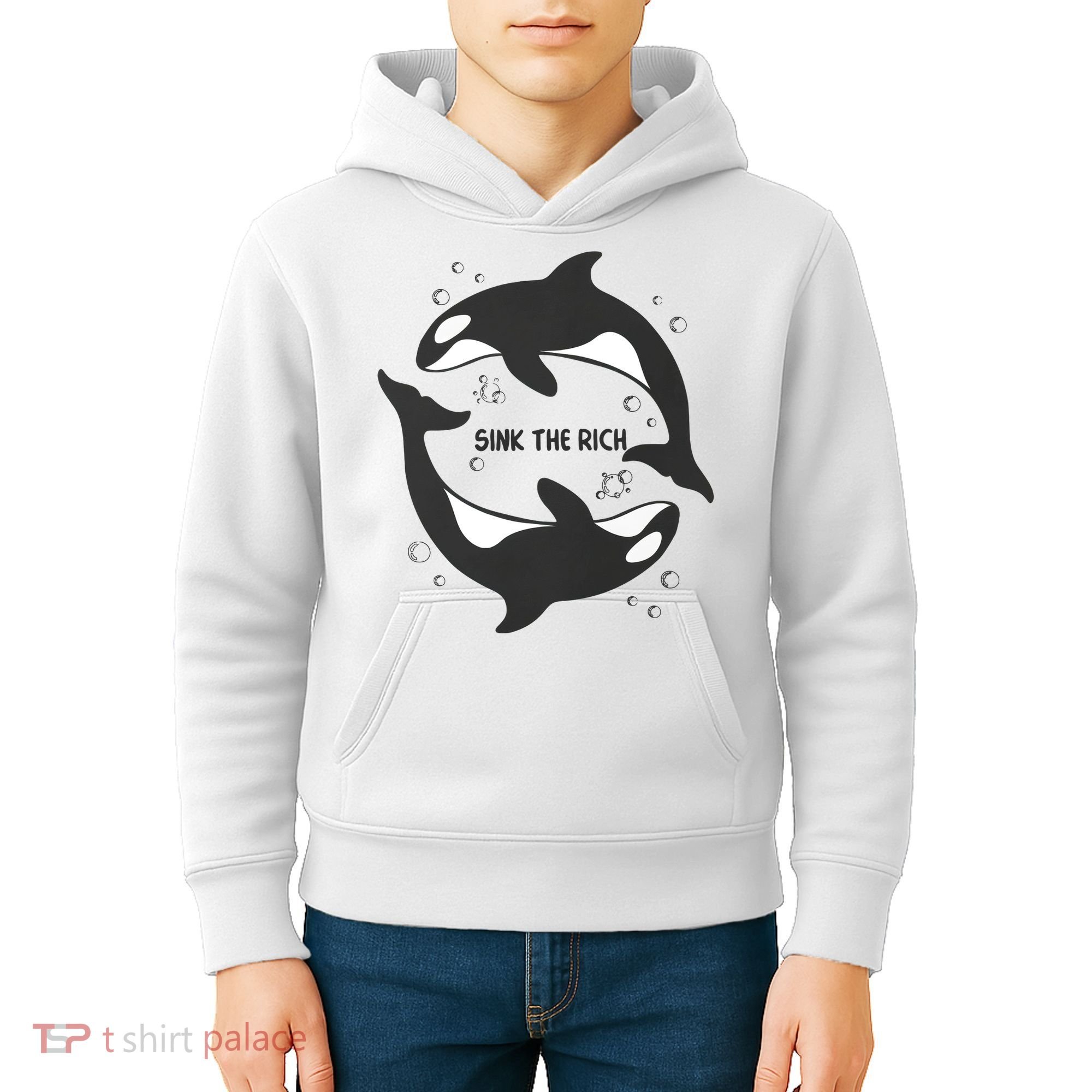 Sink The Rich Gladys The Yacht Sinking Killer Whale Funny Whale Kids Hoodie