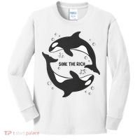 Sink The Rich Gladys The Yacht Sinking Killer Whale Funny Whale Kids Long Sleeve Shirt thumb 0