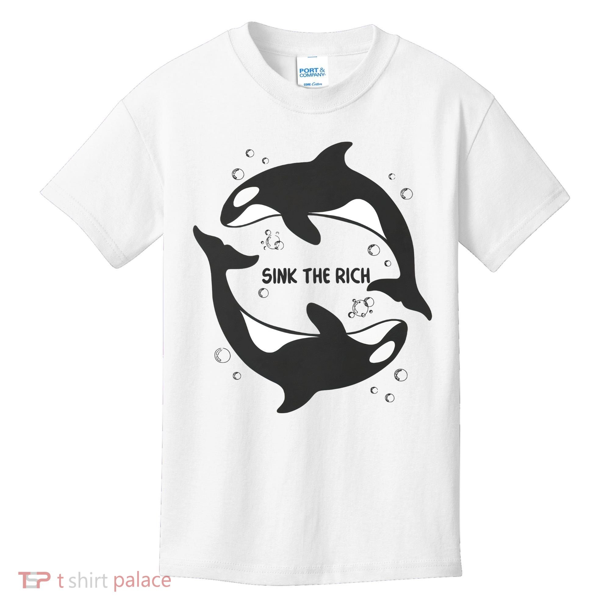 Sink The Rich Gladys The Yacht Sinking Killer Whale Funny Whale Kids T-Shirt