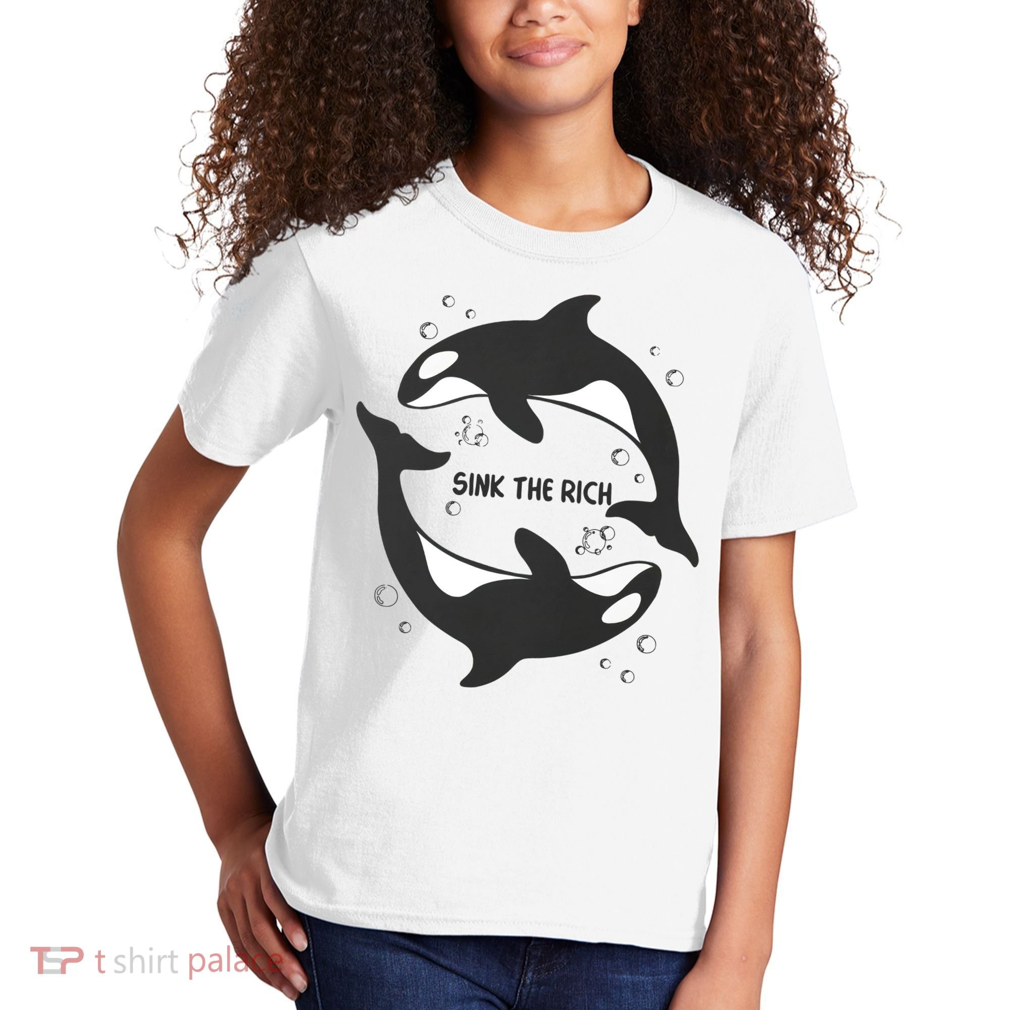 Sink The Rich Gladys The Yacht Sinking Killer Whale Funny Whale Kids T-Shirt