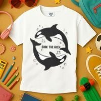 Sink The Rich Gladys The Yacht Sinking Killer Whale Funny Whale Kids T-Shirt thumb 3