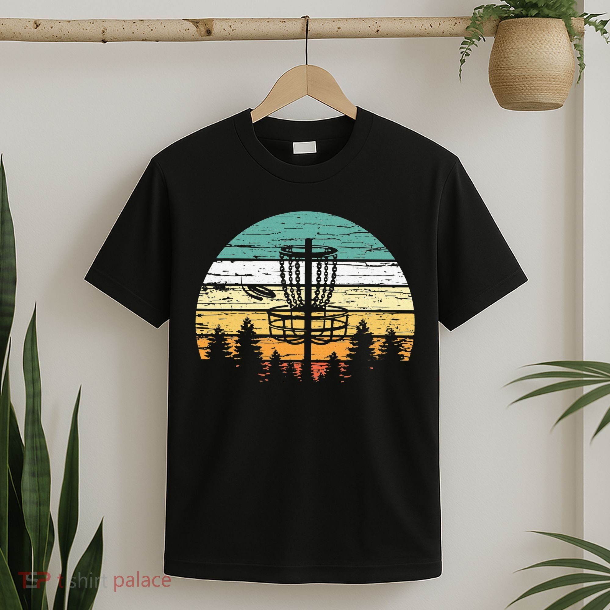 Stupid Trees Retro Sunset Frisbee Golf Vintage Disc Golf T-Shirt
