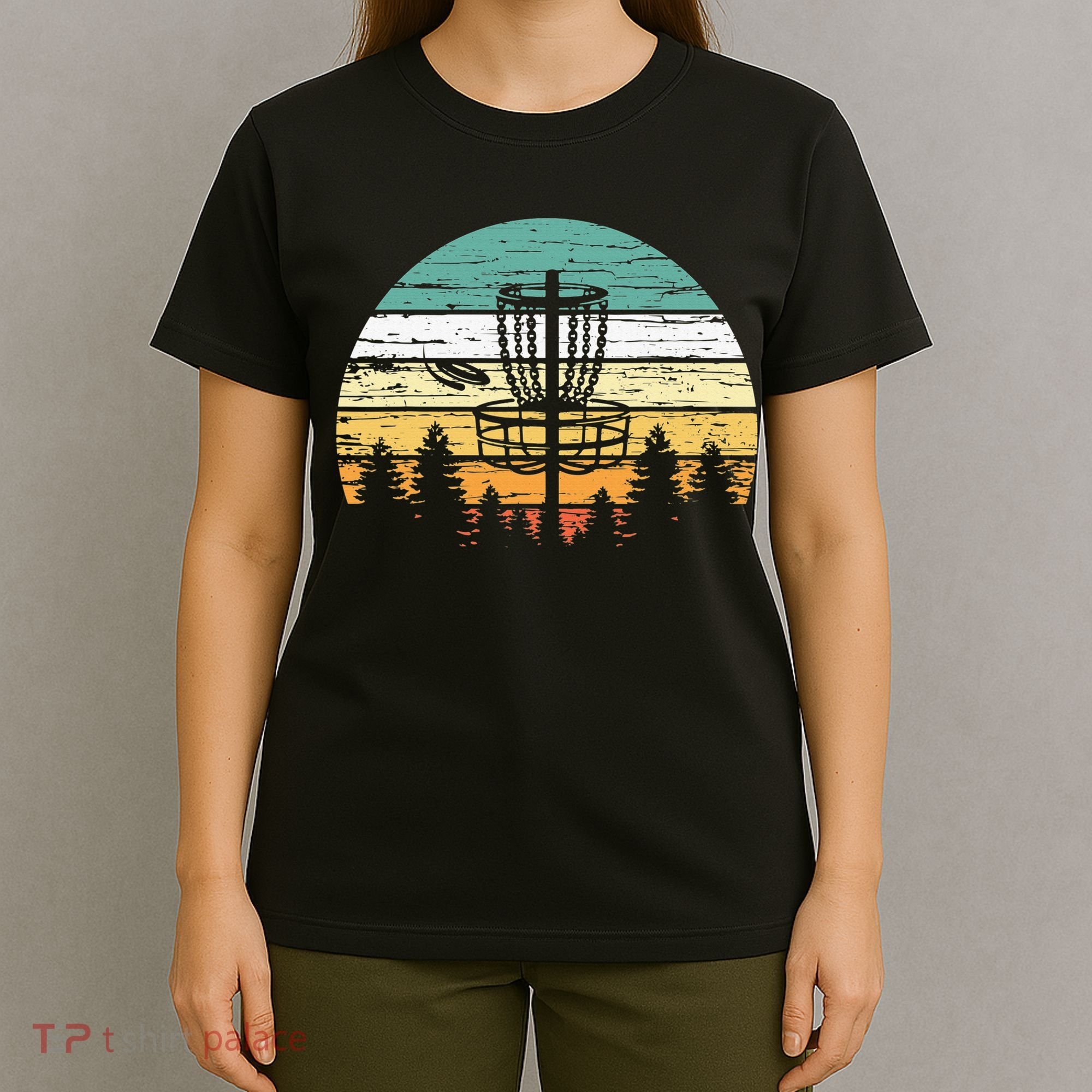 Stupid Trees Retro Sunset Frisbee Golf Vintage Disc Golf T-Shirt