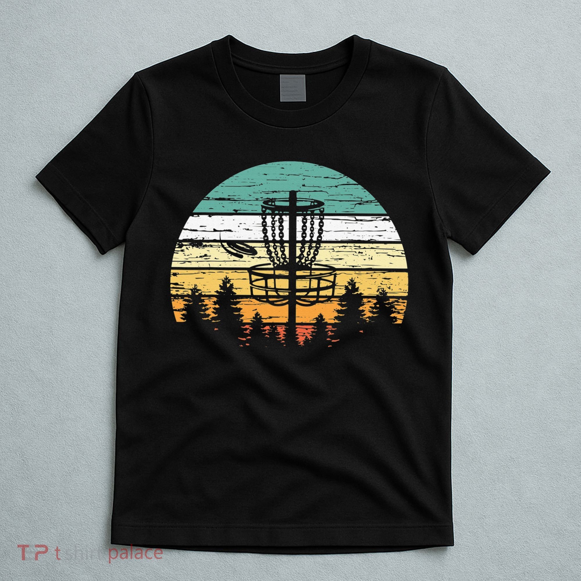 Stupid Trees Retro Sunset Frisbee Golf Vintage Disc Golf T-Shirt