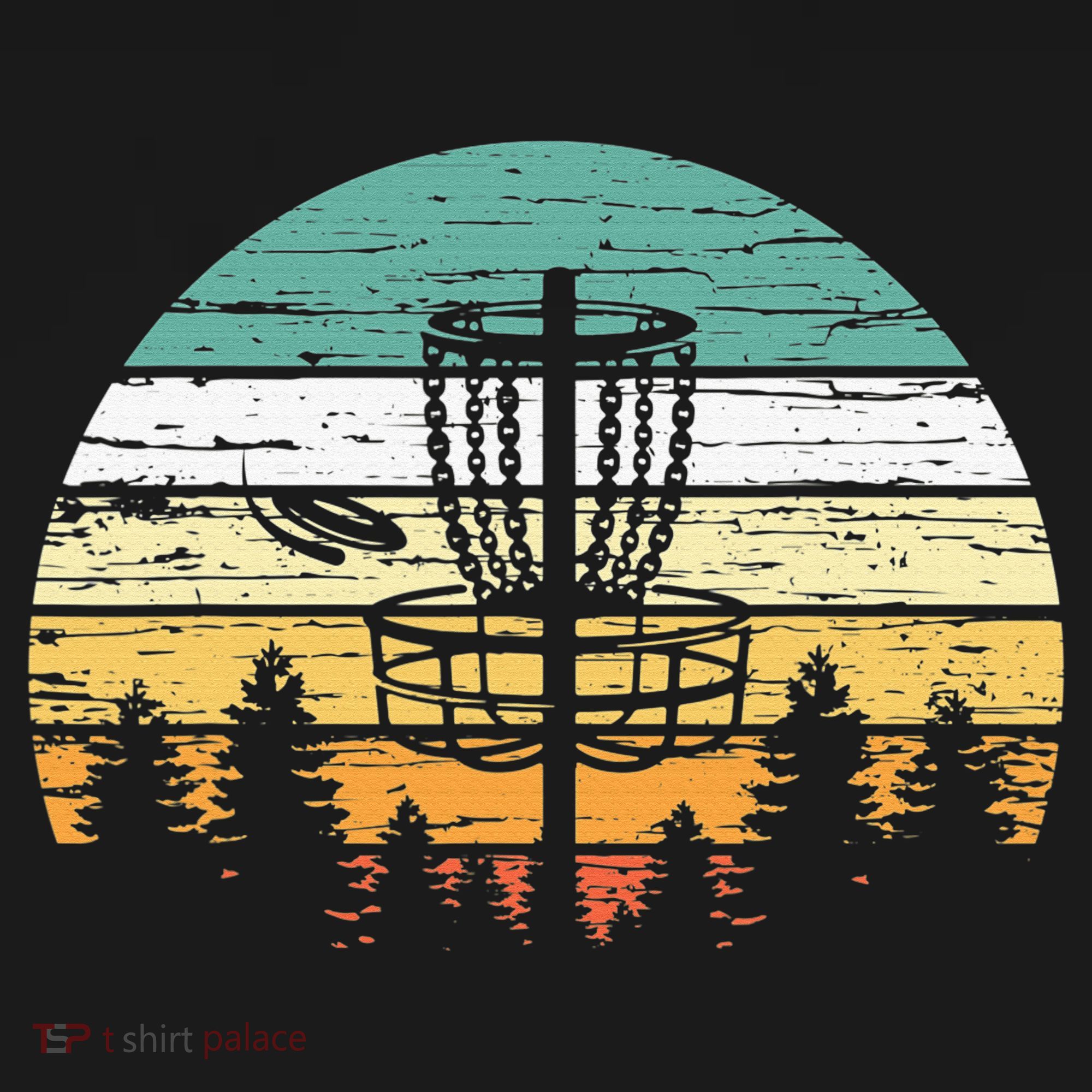 Stupid Trees Retro Sunset Frisbee Golf Vintage Disc Golf T-Shirt
