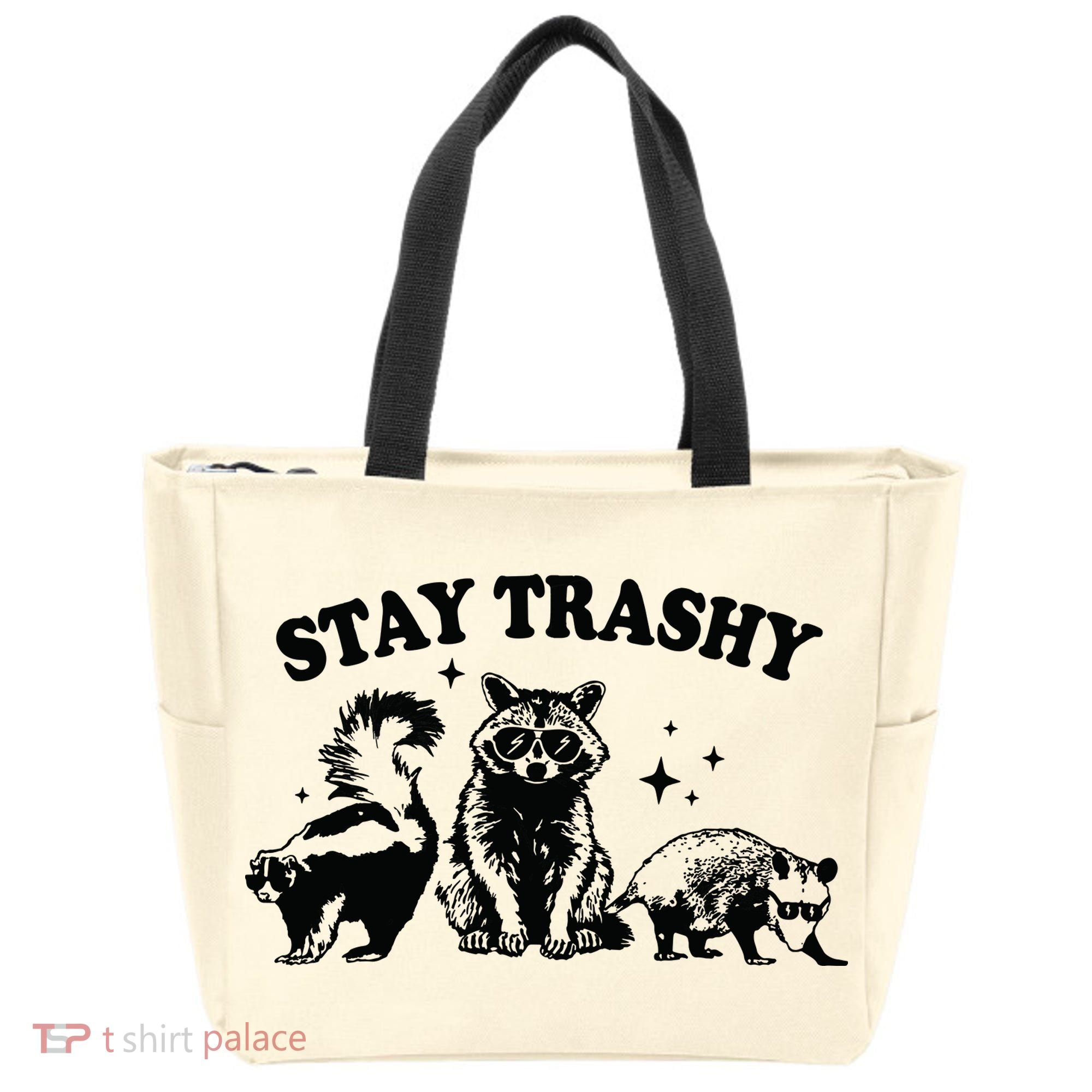 Stay Trashy Retro Funny Racoon Tote Bag