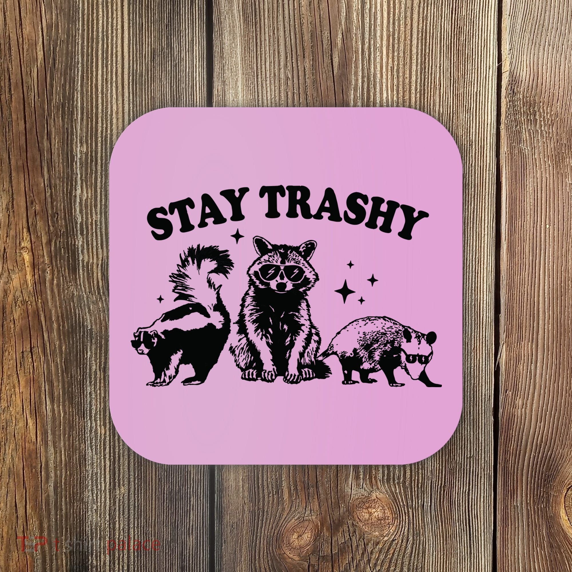 Stay Trashy Retro Funny Racoon Coaster