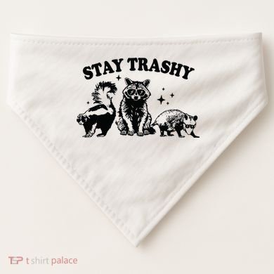 Stay Trashy Retro Funny Racoon USA-Made Doggie Bandana