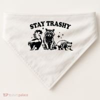 Stay Trashy Retro Funny Racoon USA-Made Doggie Bandana thumb 0