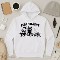 Stay Trashy Retro Funny Racoon Hoodie thumb 3