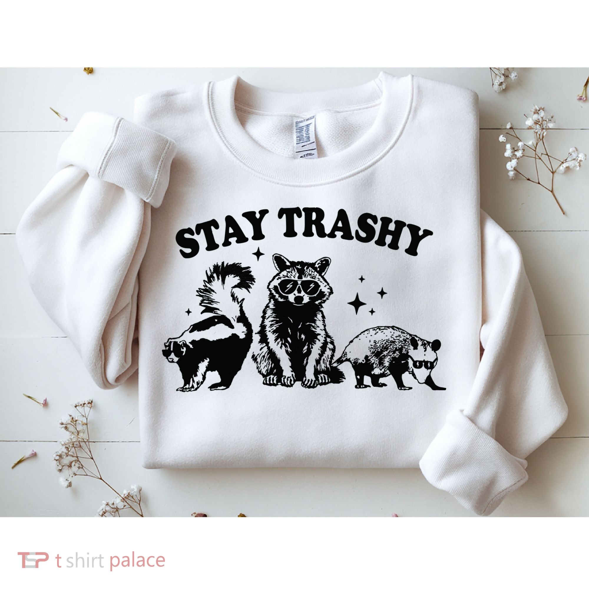 Stay Trashy Retro Funny Racoon Sweatshirt