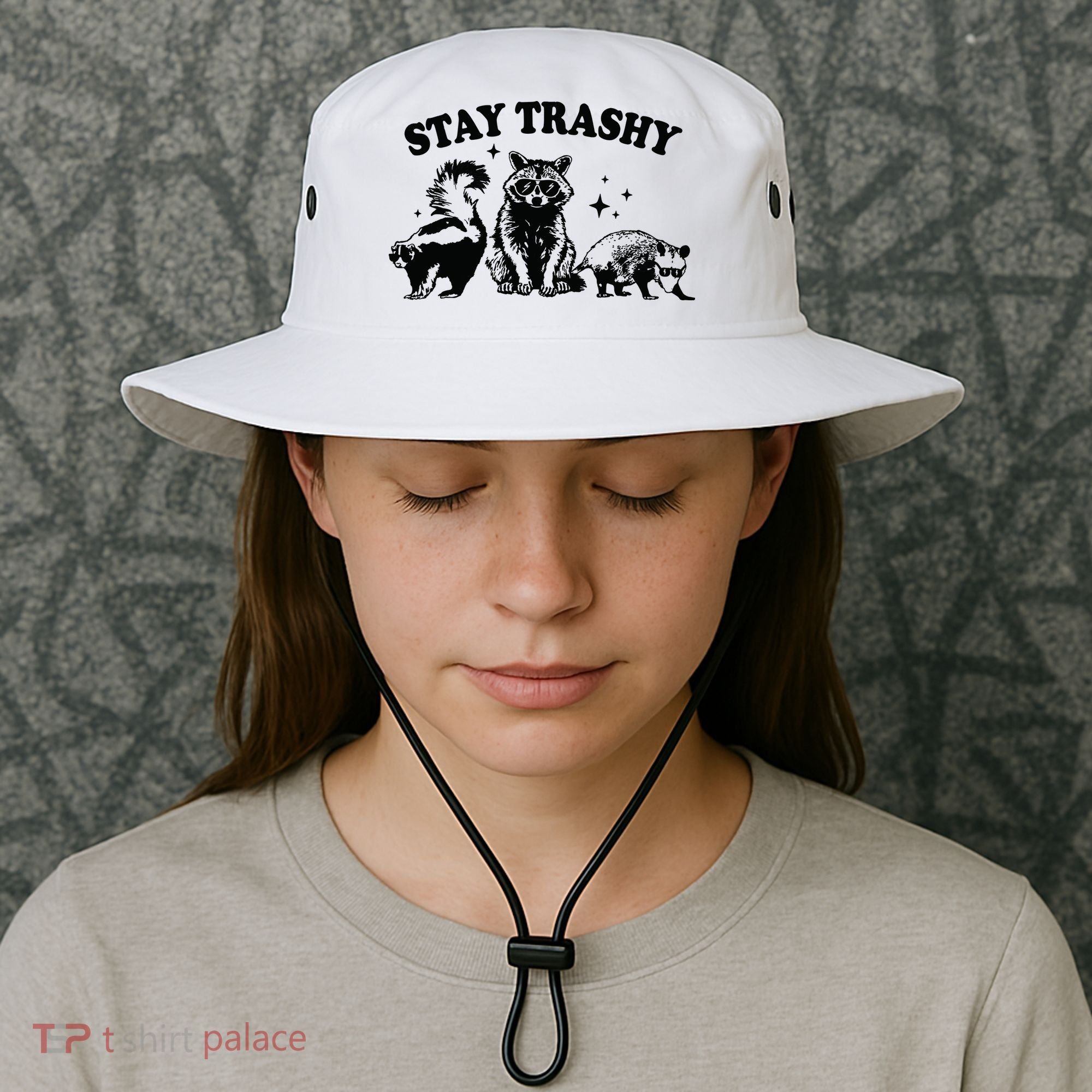 Stay Trashy Retro Funny Racoon Bucket Hat