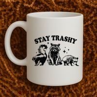 Stay Trashy Retro Funny Racoon Coffee Mug thumb 2