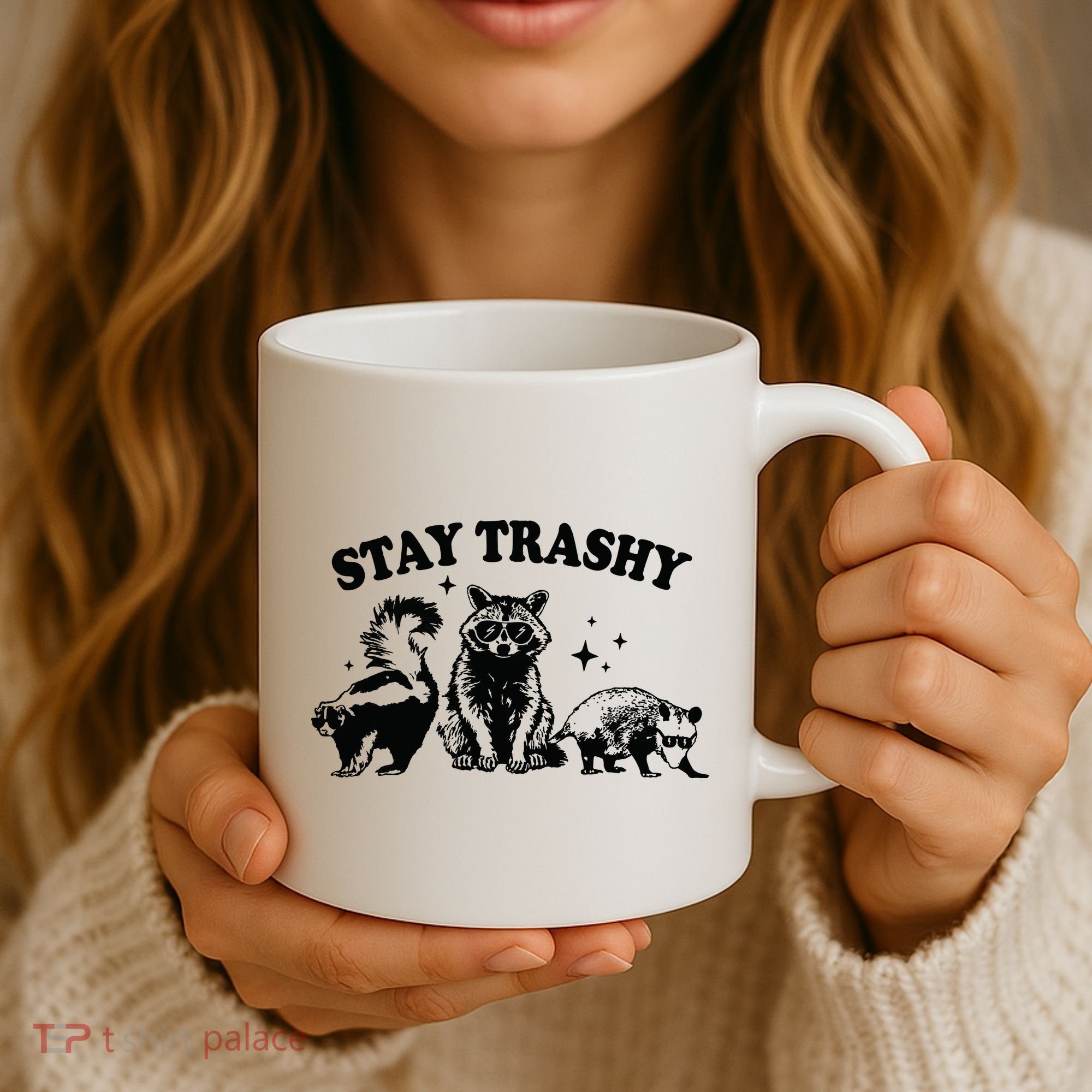 Stay Trashy Retro Funny Racoon Coffee Mug