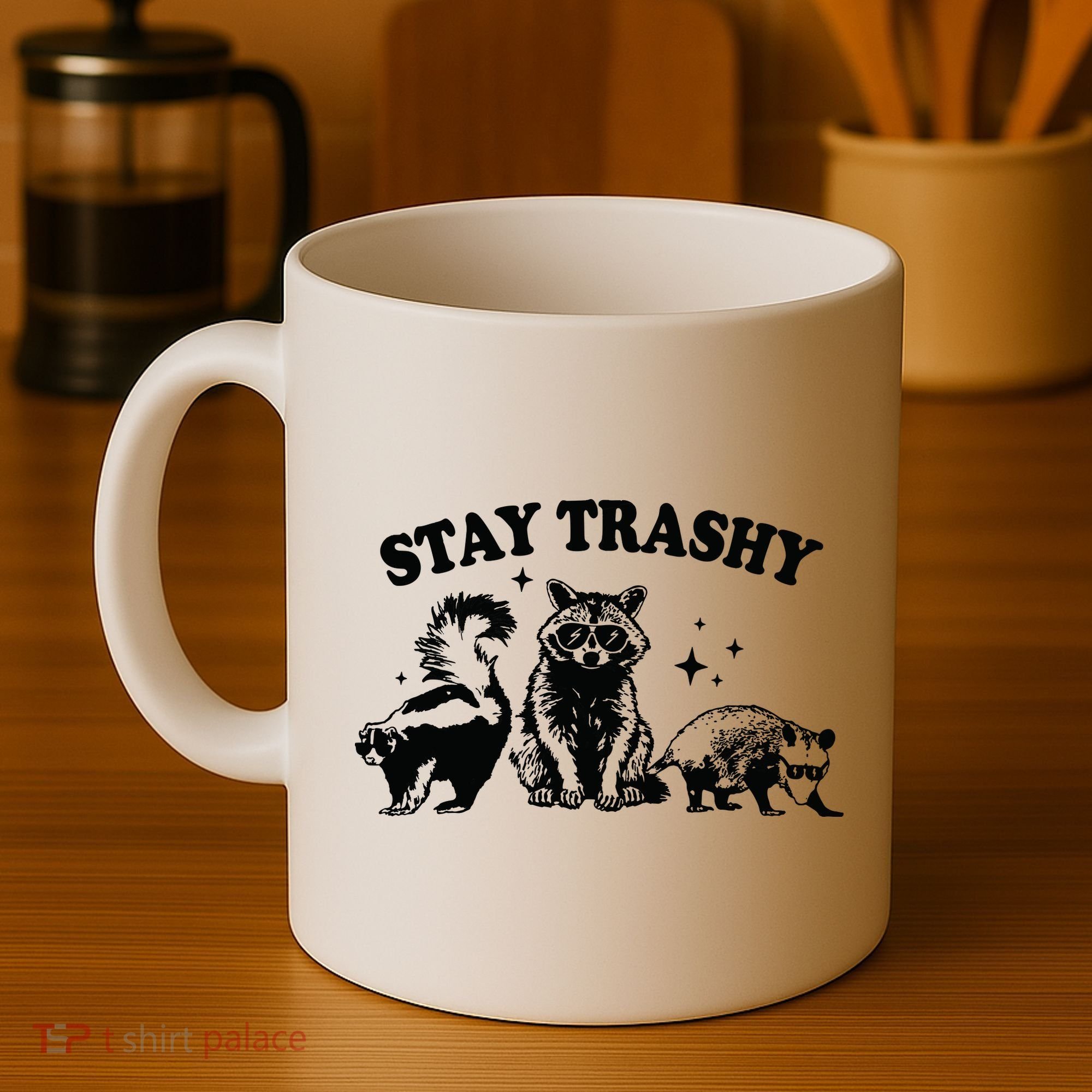 Stay Trashy Retro Funny Racoon Coffee Mug